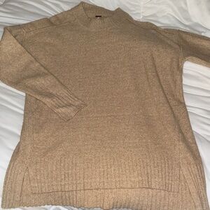 Free People Cowl Neck Sweater in Tan